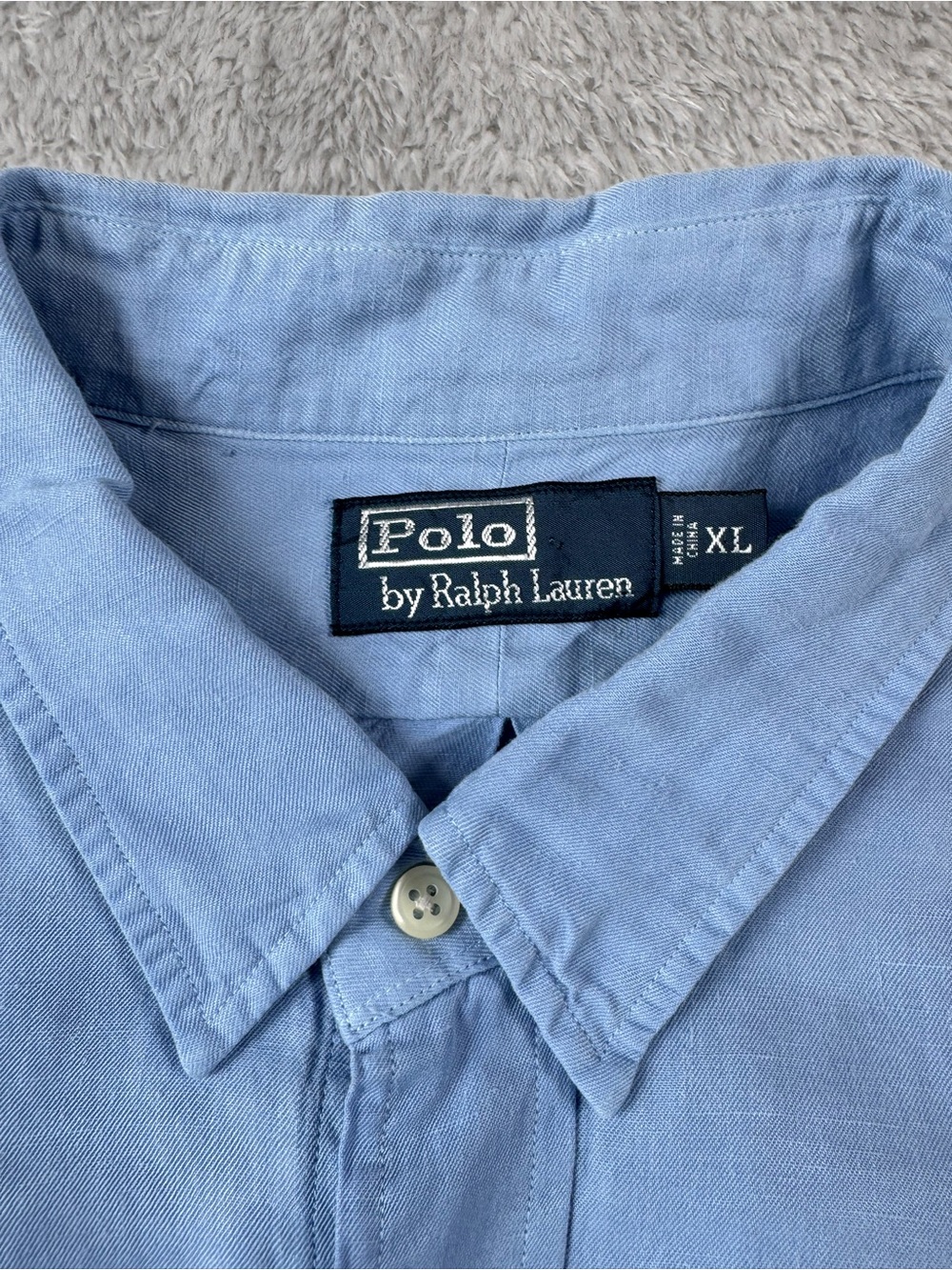 Polo Ralph Lauren Linen Silk Utility Safari Shirt XL Blue - Picture 8 of 14